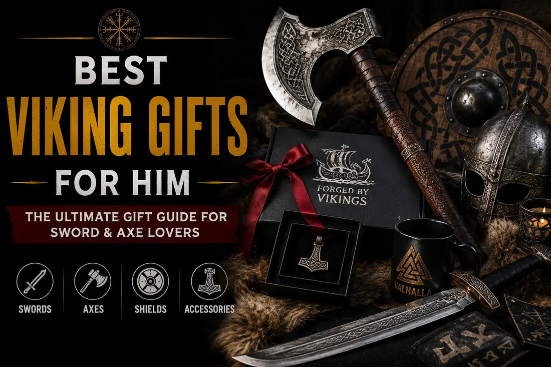 Hand forged Viking sword and axe gift set, the best Viking gifts for him for birthdays, Father's Day and groomsmen