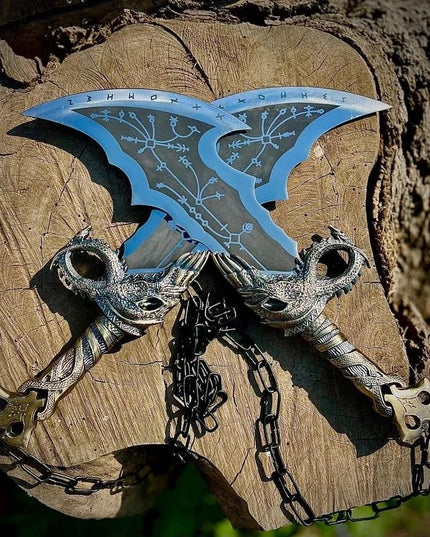 God of War Blades of Chaos – Kratos Twin Swords, Cosplay Replica with Wall Plaque