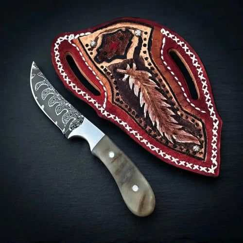 Ram horn handle cowboy skinner knife with 3 inch 1095 high carbon blade