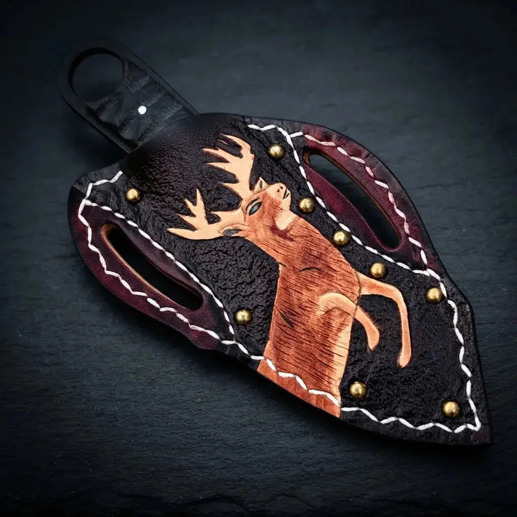 G-10 handle fixed blade cowboy skinner knife with decorative leather sheath