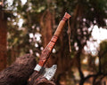 Hand Forged Viking Axe & Knife Set with Leather Sheaths – Medieval Norse Camping & Collectible Gift
