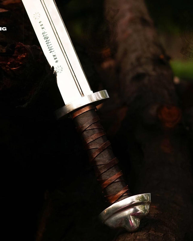 Hand-Forged Viking Seax Knife: Carbon Steel Medieval Blade with Leather Scabbard
