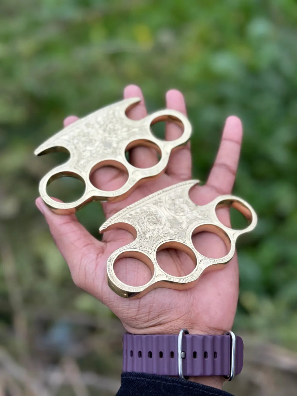 Decorative Brass Knuckle Style Collectible – Engraved Metal Display Piece