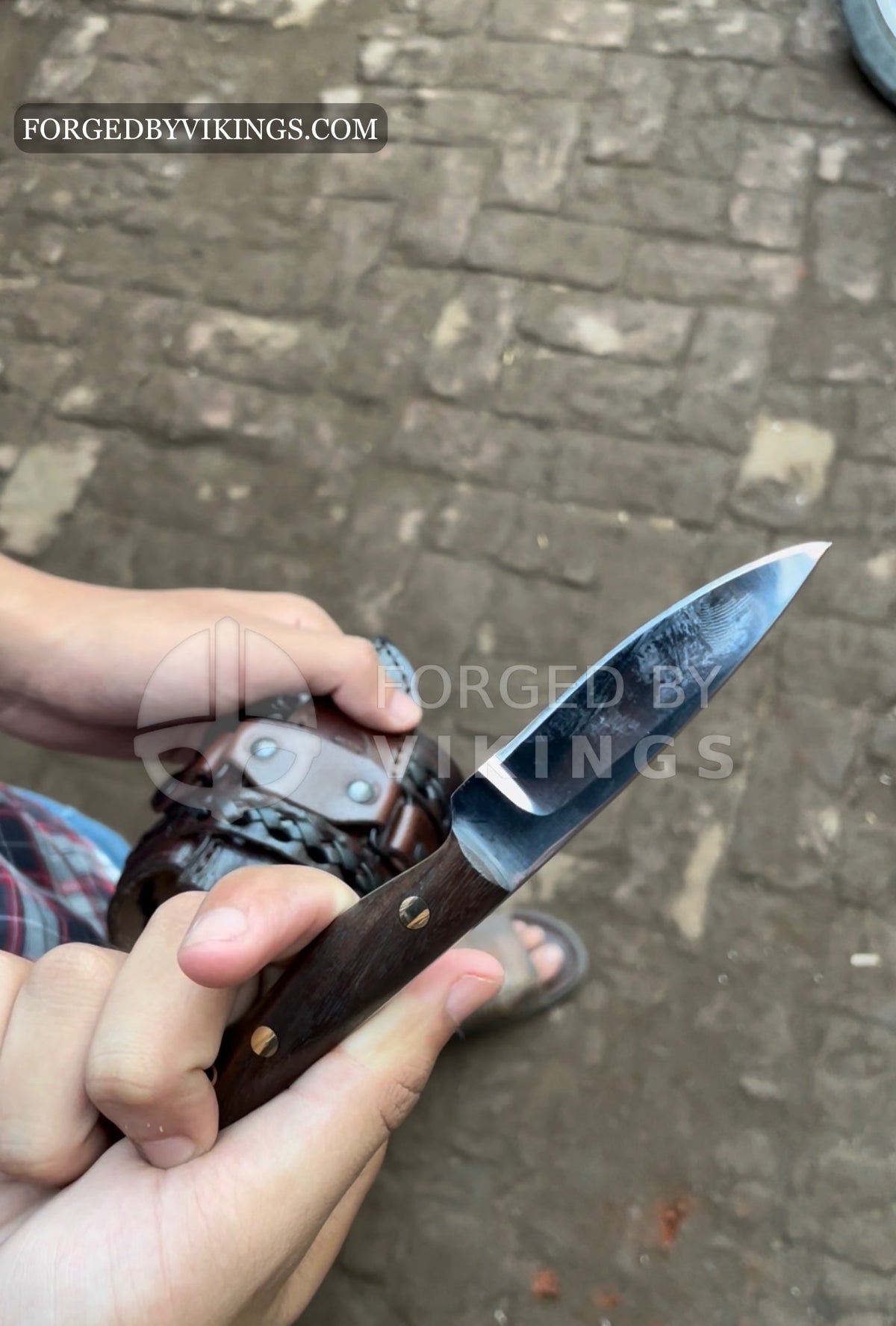 Handmade Leather Wristband with Hidden Small Knife | Viking Style Bracer & Utility Blade Set