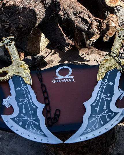 God of War Blades of Chaos – Kratos Twin Swords, Cosplay Replica with Wall Plaque