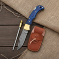 6.5′ Handmade Damascus Steel Pocket Knife with Leather Sheath