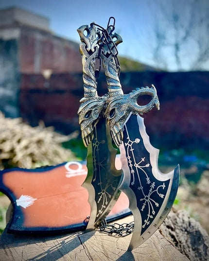 God of War Blades of Chaos – Kratos Twin Swords, Cosplay Replica with Wall Plaque