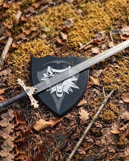 King Arthur Excalibur Sword, Handmade Damascus Steel, Crown Head Merlin Replica, Medieval Movie Inspired Viking Sword, Anniversary Gift
