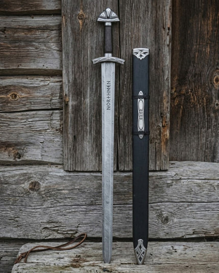 Northmen 38” Handmade Viking Sword – Custom Damascus Steel with Scabbard