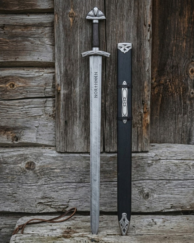 Northmen 38” Handmade Viking Sword – Custom Damascus Steel with Scabbard