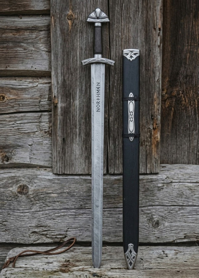 Northmen 38” Handmade Viking Sword – Custom Damascus Steel with Scabbard
