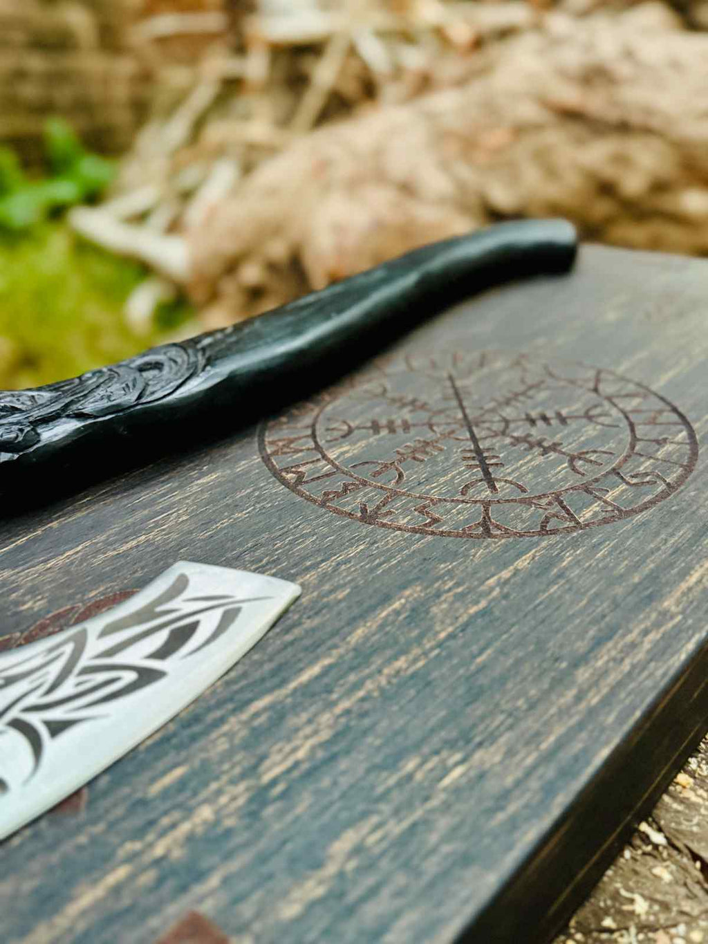 Viking Bearded Axe with Norse Engravings – Handmade Nordic Collector Decor Axe
