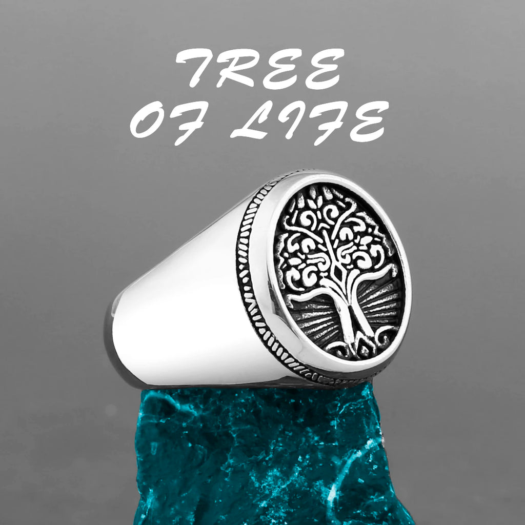 Nordic Viking Stainless Steel Ring Anchor Compass Tree of Life Viking Rune Wolf Men and Women Ring Jewelry Factory Wholesale