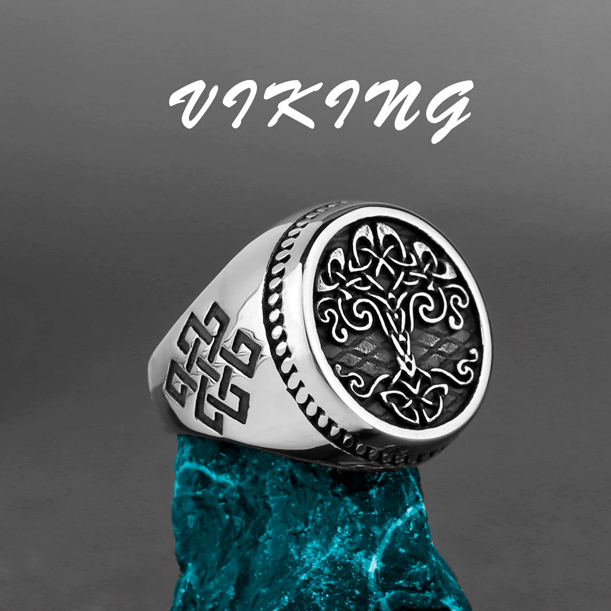 Nordic Viking Stainless Steel Ring Anchor Compass Tree of Life Viking Rune Wolf Men and Women Ring Jewelry Factory Wholesale