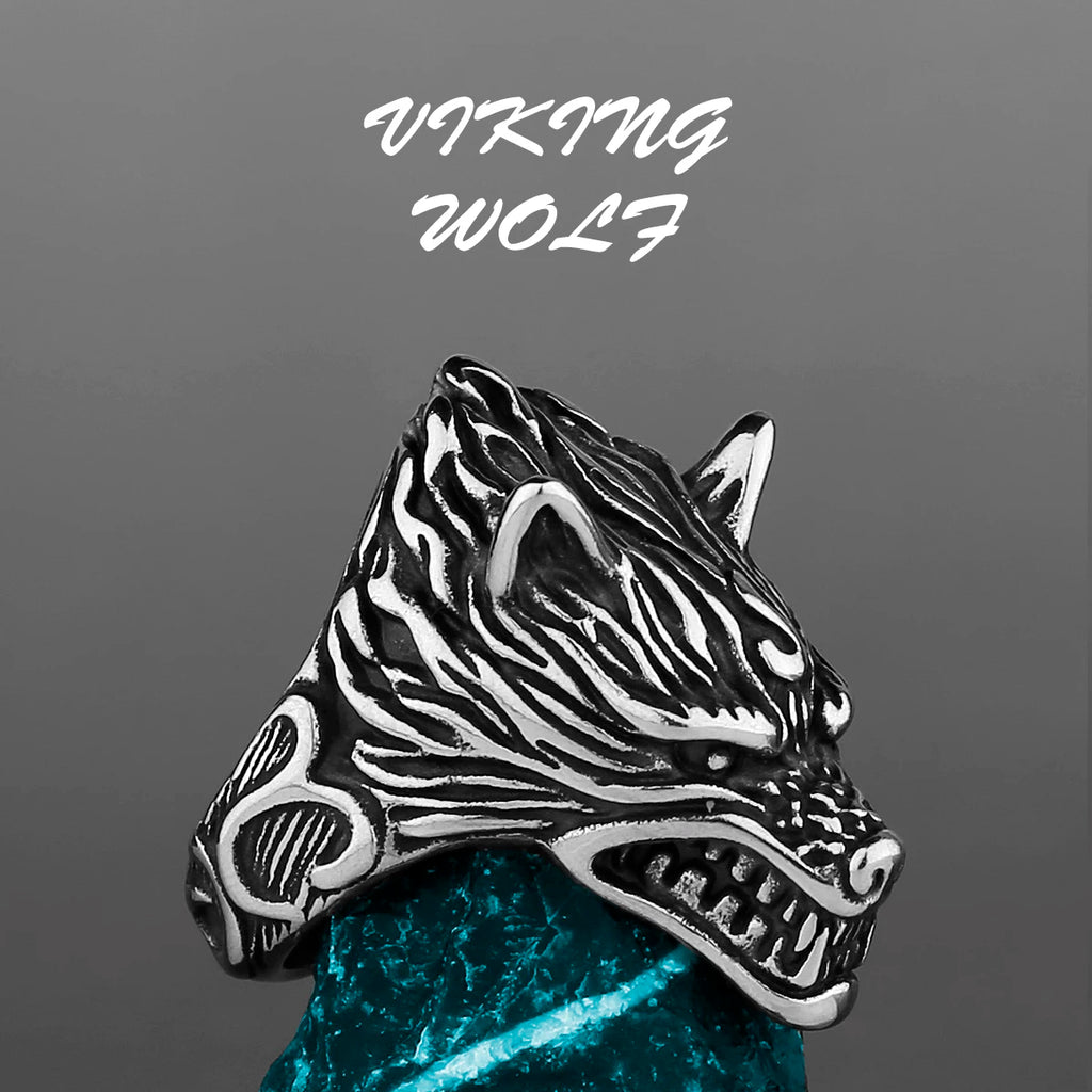 Nordic Viking Stainless Steel Ring Anchor Compass Tree of Life Viking Rune Wolf Men and Women Ring Jewelry Factory Wholesale