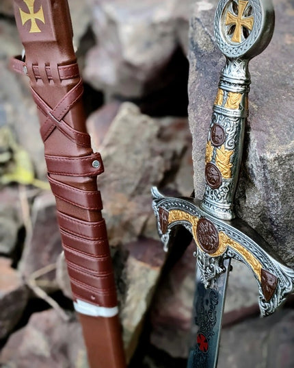 Knights Templar Silver Sword | Custom Handmade Knight Sword