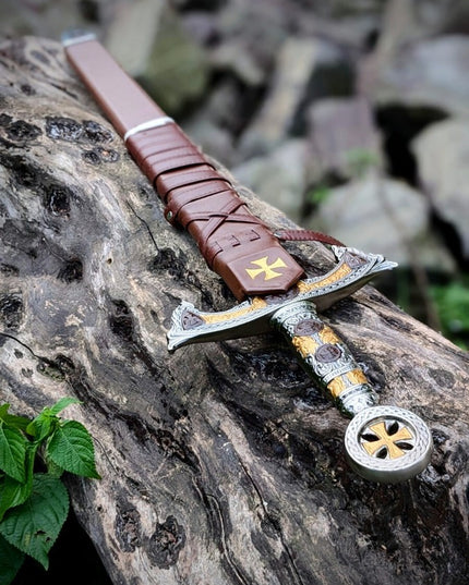 Knights Templar Silver Sword | Custom Handmade Knight Sword