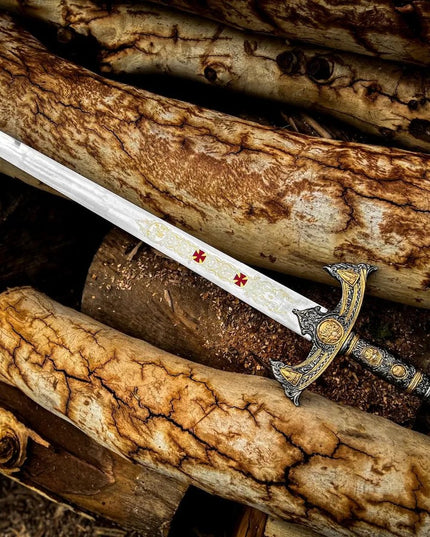 Knights Templar Silver Sword | Custom Handmade Knight Sword