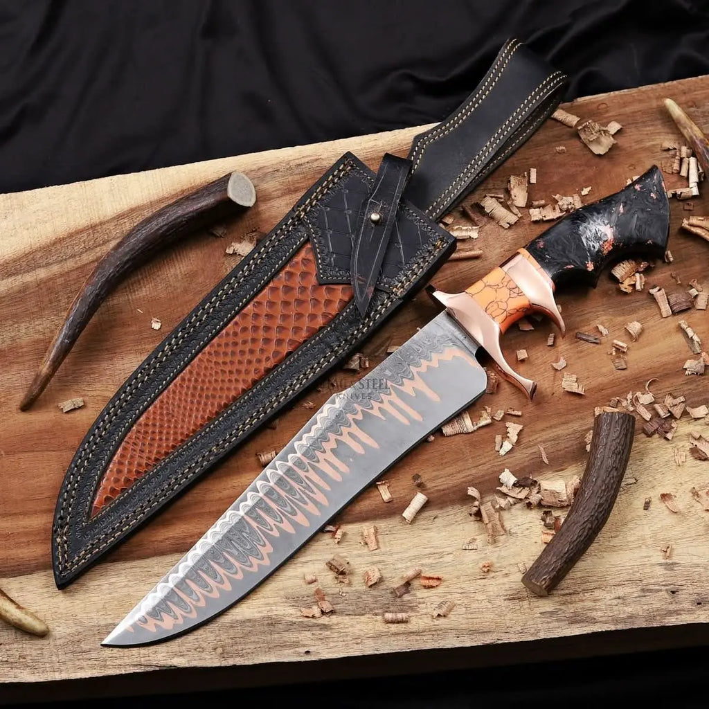 Cu-Mai Bowie Knife with Solid Copper Guard – Full Tang Fixed Blade StagSteelKnives