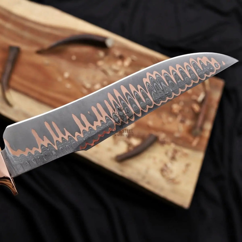 Cu-Mai Bowie Knife with Solid Copper Guard – Full Tang Fixed Blade StagSteelKnives