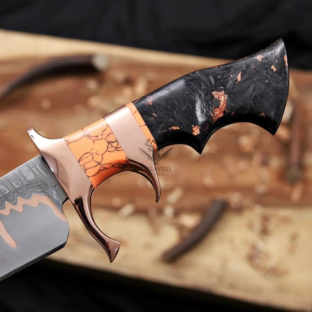 Cu-Mai Bowie Knife with Solid Copper Guard – Full Tang Fixed Blade StagSteelKnives