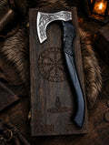 Viking Bearded Axe with Norse Engravings – Handmade Nordic Collector Decor Axe Forged by Vikings