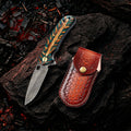 7.2′ Handmade Damascus Steel Pocket Knife with Leather Sheath Pine Cone Handle | PC-001-GN