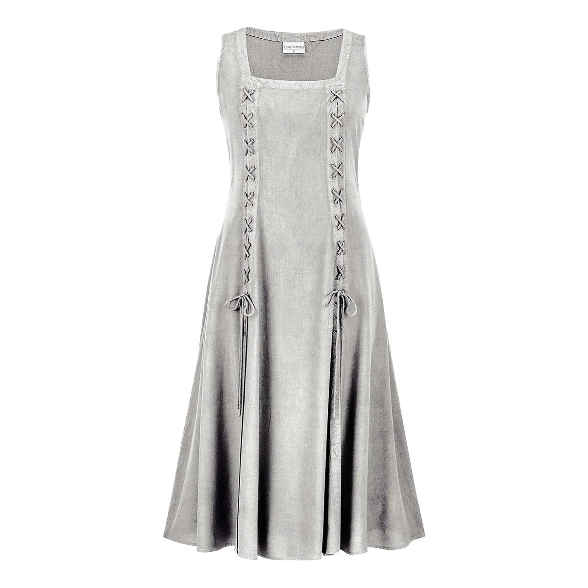 Medieval Viking Apron Overdress with Laced Medieval Classic Vintage Retro Vogue Flare Sleeve Tunic Dress Ladies Plus Size