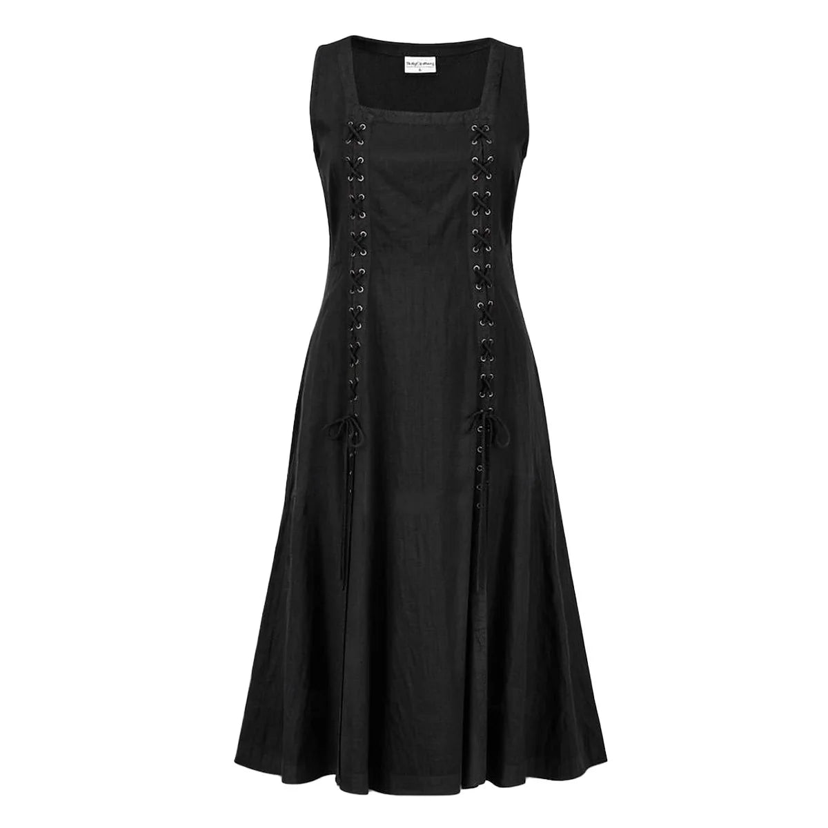 Medieval Viking Apron Overdress with Laced Medieval Classic Vintage Retro Vogue Flare Sleeve Tunic Dress Ladies Plus Size