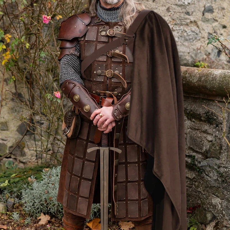 Steampunk Medieval Half Shoulder Shawl Cape Renaissance Cape Poncho Viking Knight  Pirate Cloak Halloween Cosplay Costume