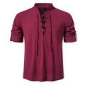 Men's Viking Linen Shirt – Medieval Lace-Up Renaissance Tunic
