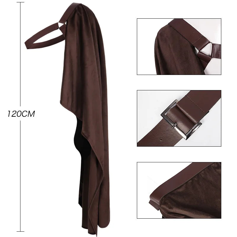Steampunk Medieval Half Shoulder Shawl Cape Renaissance Cape Poncho Viking Knight  Pirate Cloak Halloween Cosplay Costume