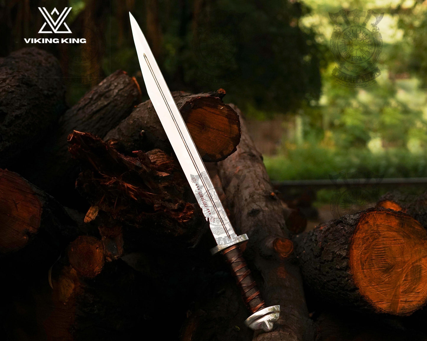 Hand-Forged Viking Seax Knife - Unique Personalized Medieval Blade as a Gift Viking set for Larp. Leather scabbard for seax ,Larp Sword