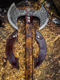 Double Bit Viking Axe – Handmade Norse Collector Axe with Leather Sheath