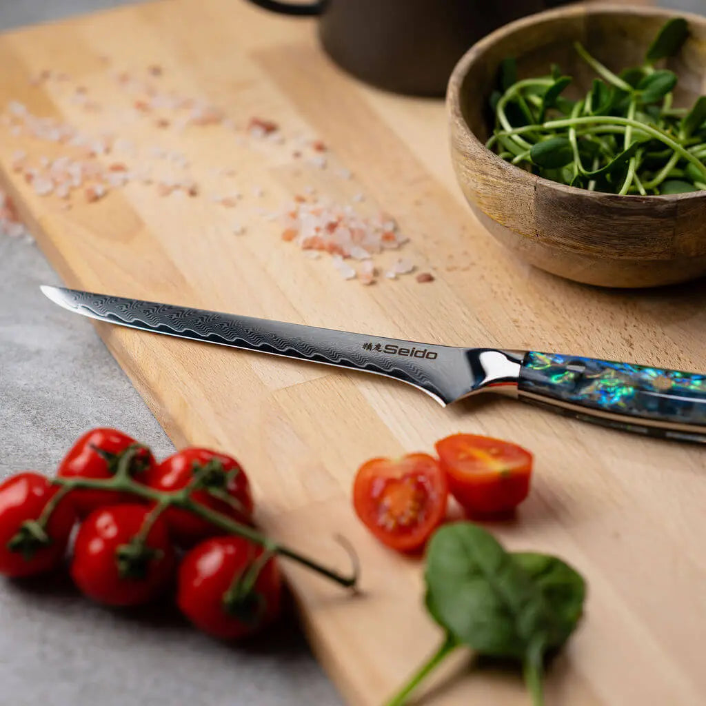 Awabi Damascus kitchen knife set for home cooks and chefs