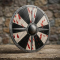 Battle-worn Viking shield, distressed Norse warrior decor