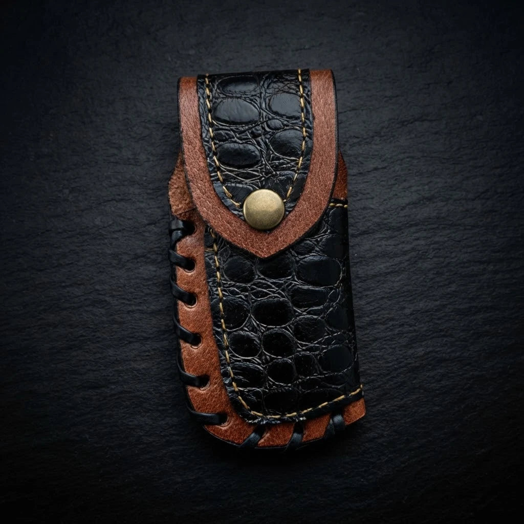 Blue turquoise camel bone Damascus folding knife – photo 6