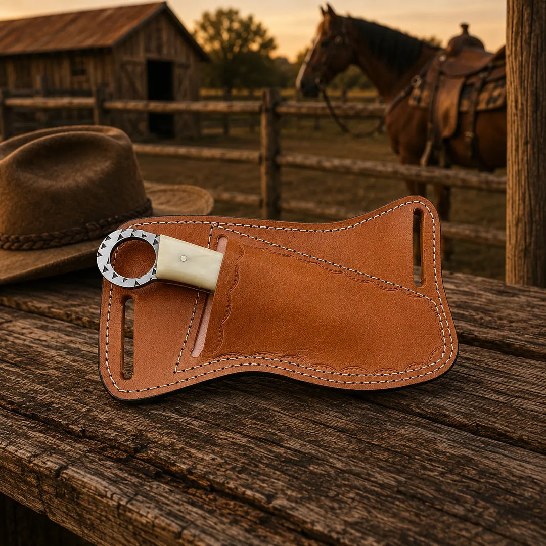 Bonehart Rasp Steel Skinner Knife – Bone Handle & Leather Sheath