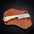 Camelridge rasp steel cowboy bull cutter knife with camel bone handle, full view
