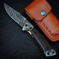 Handmade Damascus folding pocket knife with wenge wood handle – photo 1