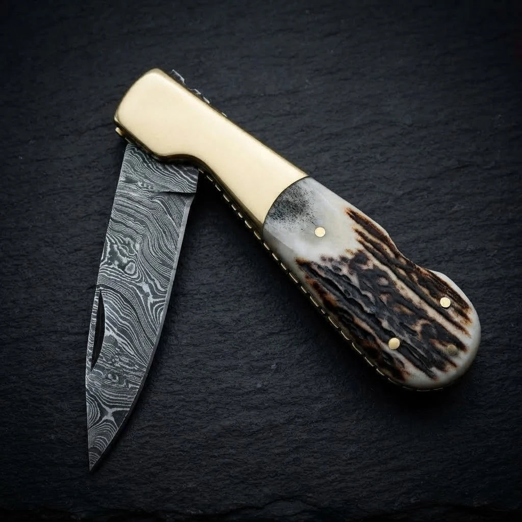 Stag horn handle and brass bolster detail