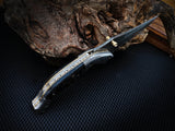 Close-up of Damascus steel Fire pattern blade