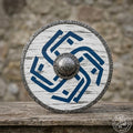 Distressed Blue Viking Shield, Norse battle-worn decor