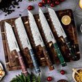 Epokishi AUS-10 Damascus 5-piece Japanese knife set with resin handles