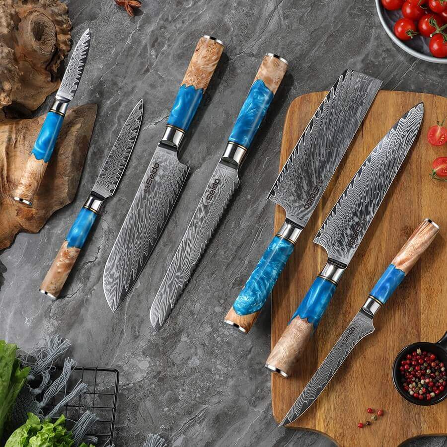 Executive Damascus steel 7-piece knife set