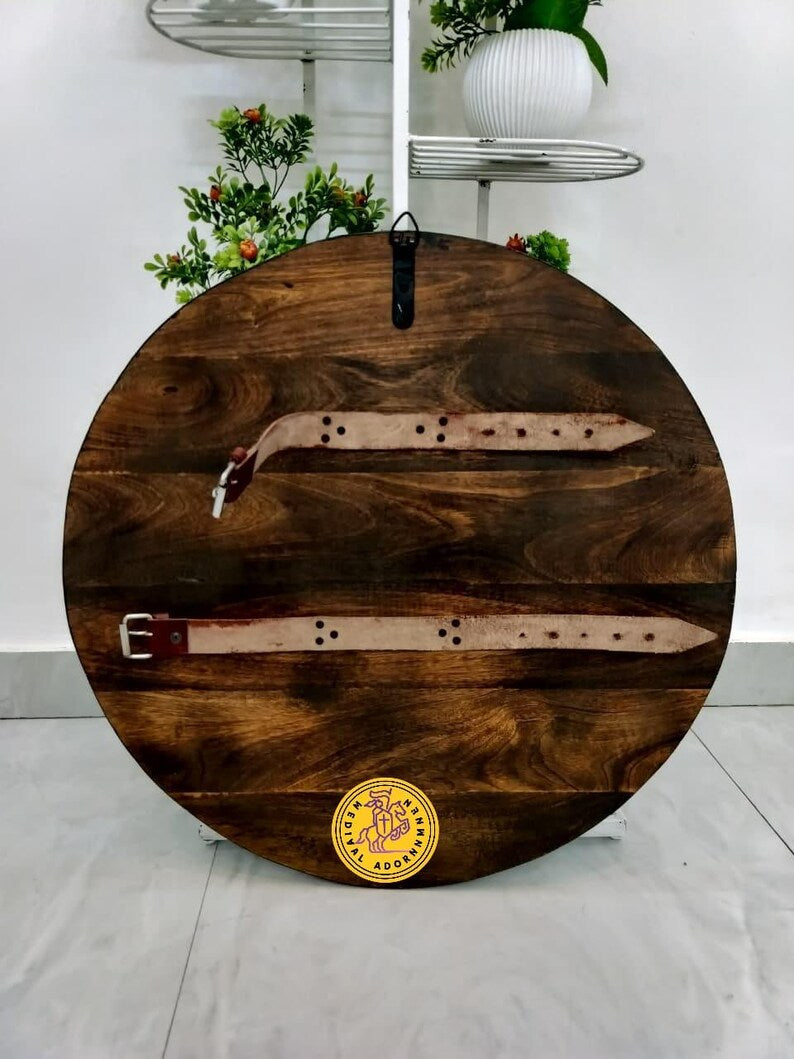 Fenrir Wolf Viking Shield, Norse wall art – solid wood reinforced with steel elements