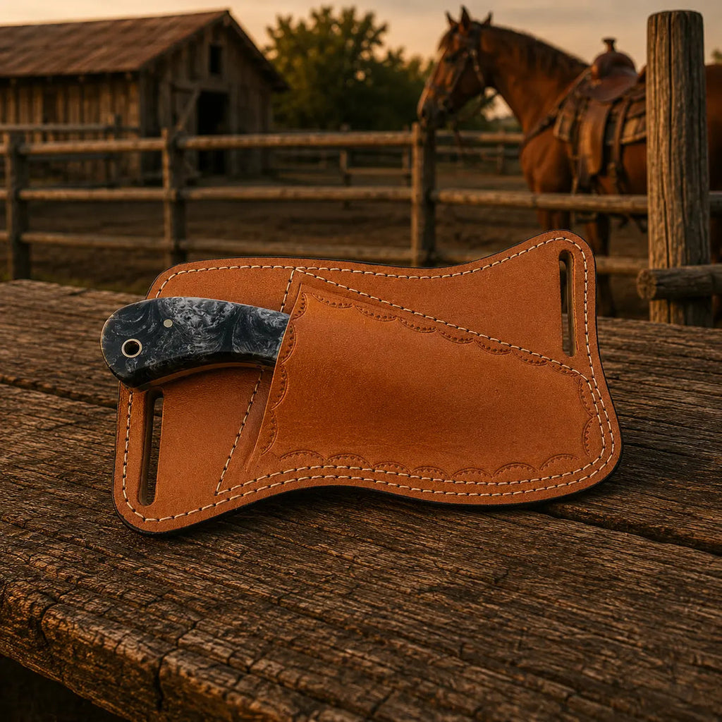 Flintmark Rasp Steel Skinner Knife – Resin Handle & Leather Sheath