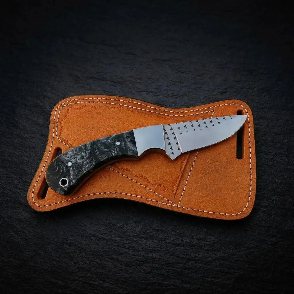Flintmark rasp steel skinner knife with resin handle