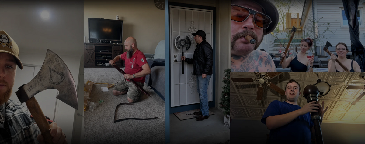 Real customer reviews featuring handmade Viking swords, Damascus knives, kukri knives, and medieval weapons purchased from ASC Forge by satisfied collectors worldwide.