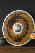 Hand-carved Jormungandr Viking Shield wall decor